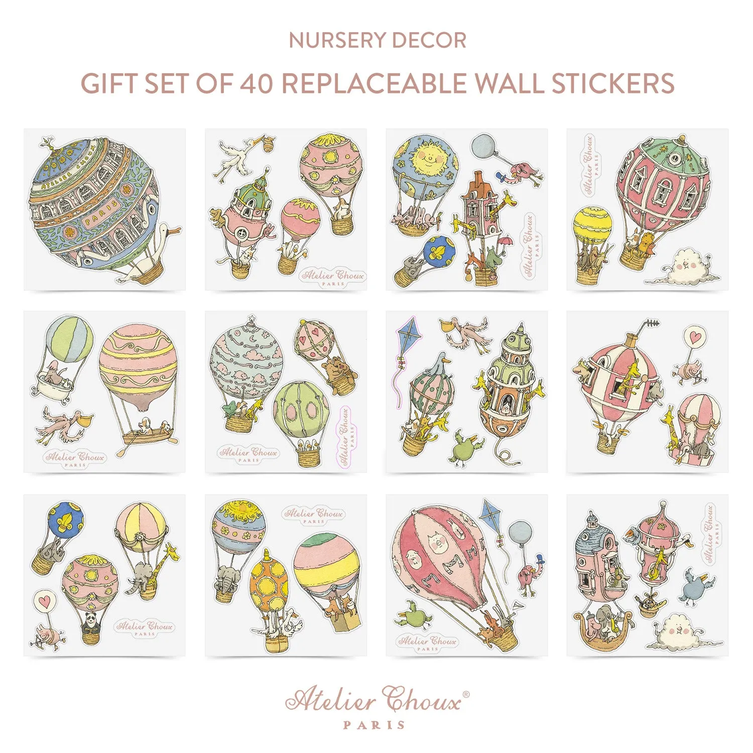 Atelier Choux Replaceable Wall Stickers 40 Stickers