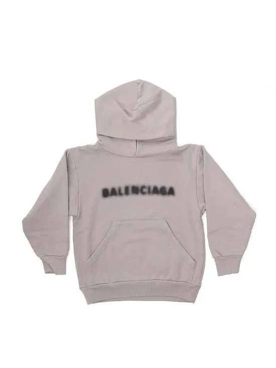 Balenciaga Kids Blurry Logo Printed Long-Sleeved Hoodie