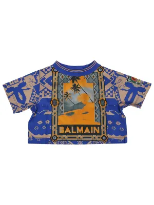 Balmain Graphic-Print Logo Crewneck T-Shirt