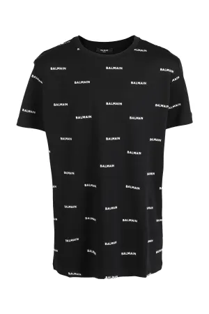 Balmain Kids Allover Logo Printed Crewneck T-Shirt