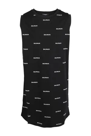 Balmain Kids Allover Logo Printed Tank Top