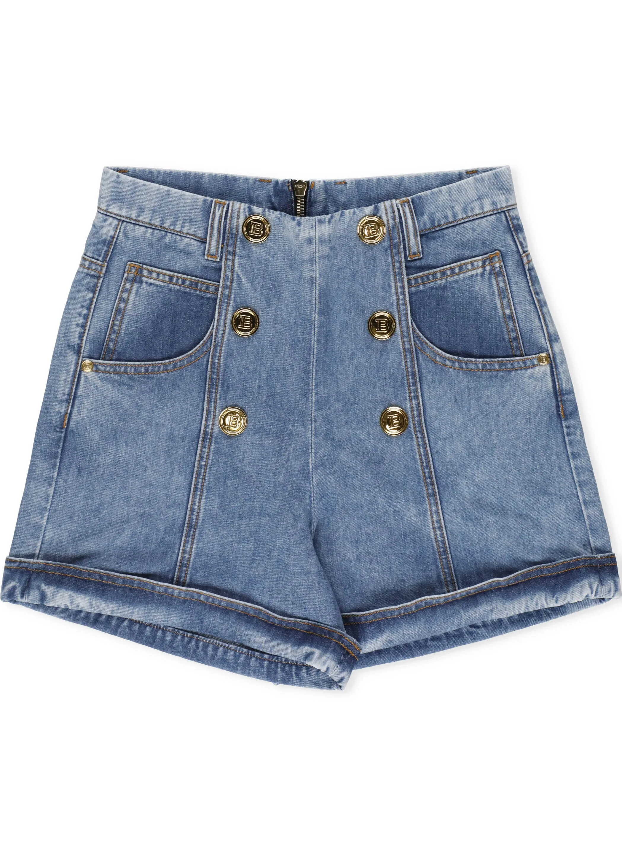 Balmain Kids Buttoned Denim Shorts