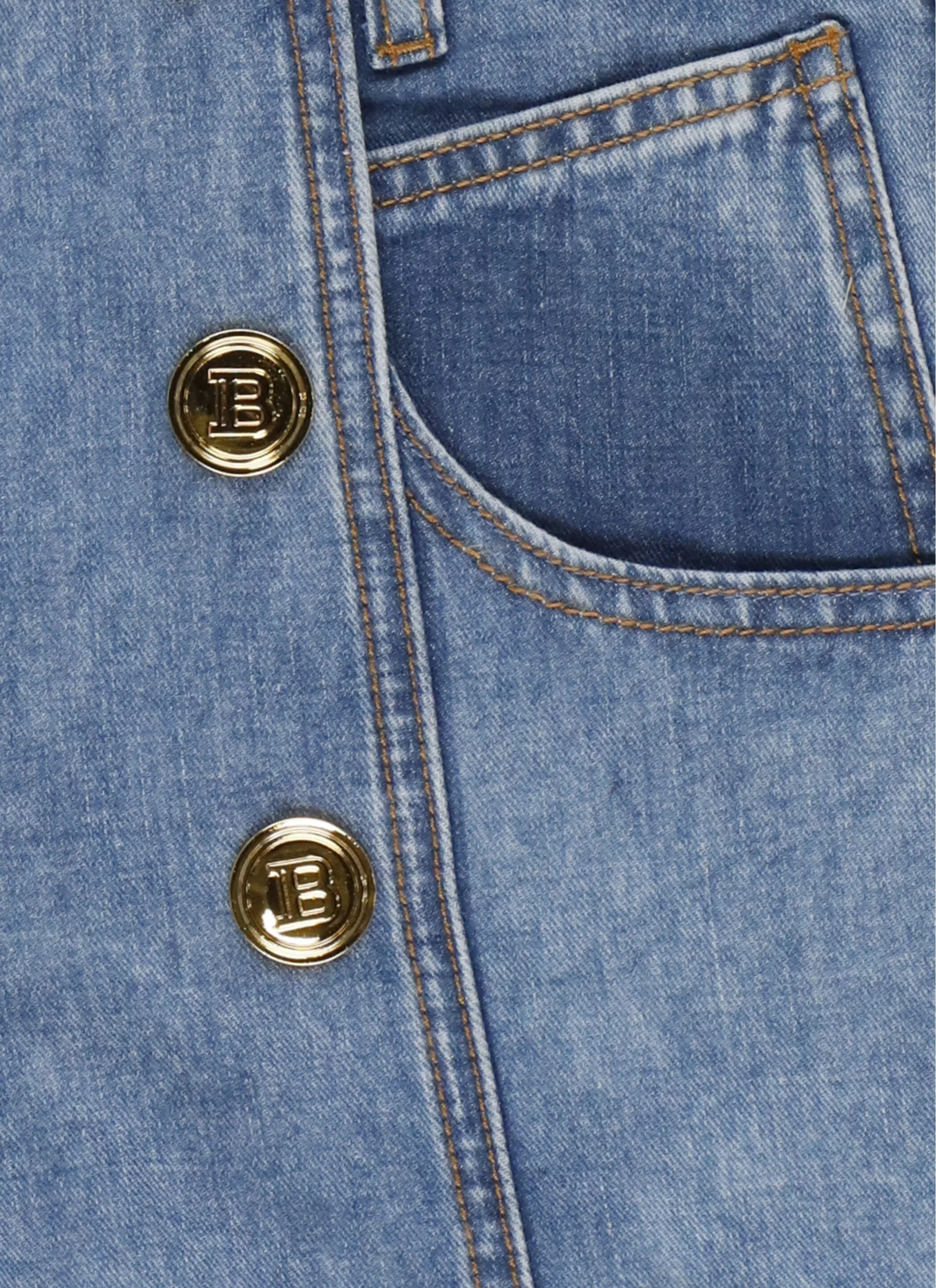 Balmain Kids Buttoned Denim Shorts