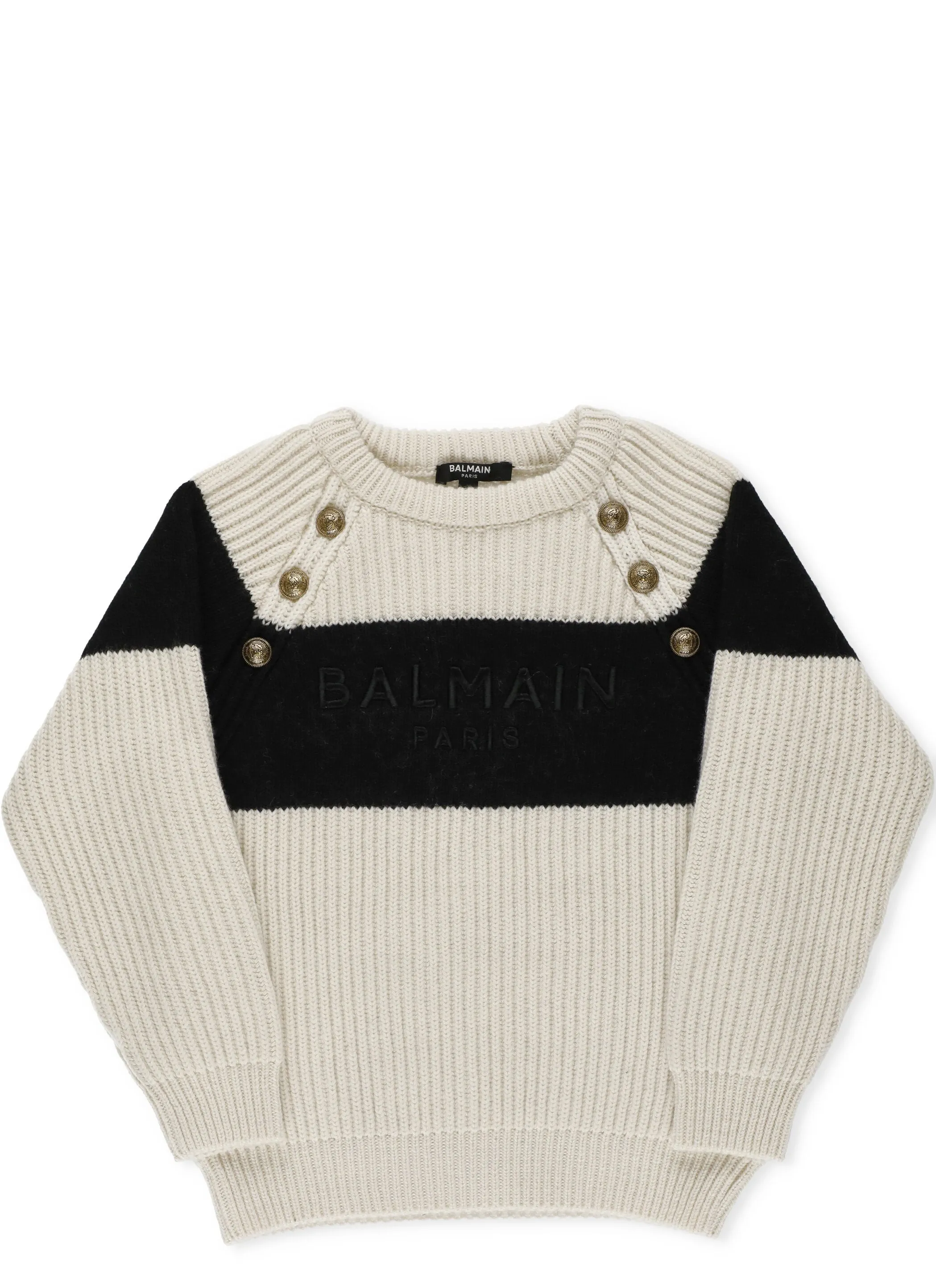 Balmain Kids Buttoned Rib-Knit Jumper
