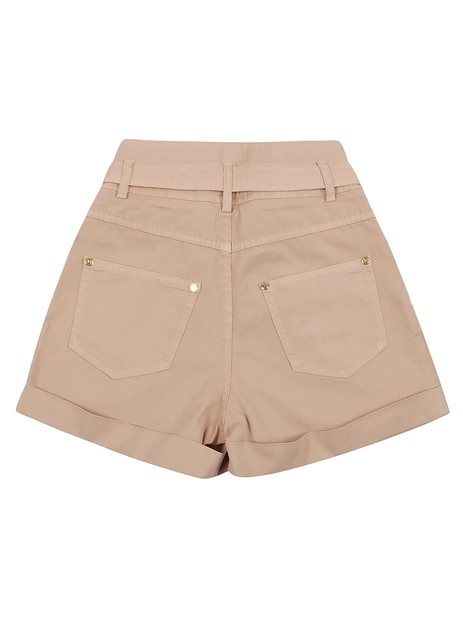 Balmain Kids Logo Buckle Belted Denim Shorts