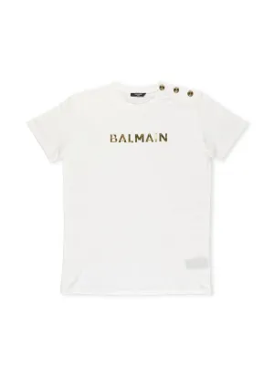Balmain Kids Logo Detailed Crewneck T-Shirt