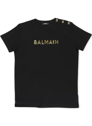 Balmain Kids Logo Detailed Crewneck T-Shirt