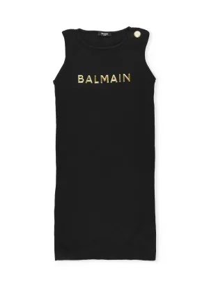 Balmain Kids Logo Detailed Sleeveless Dress