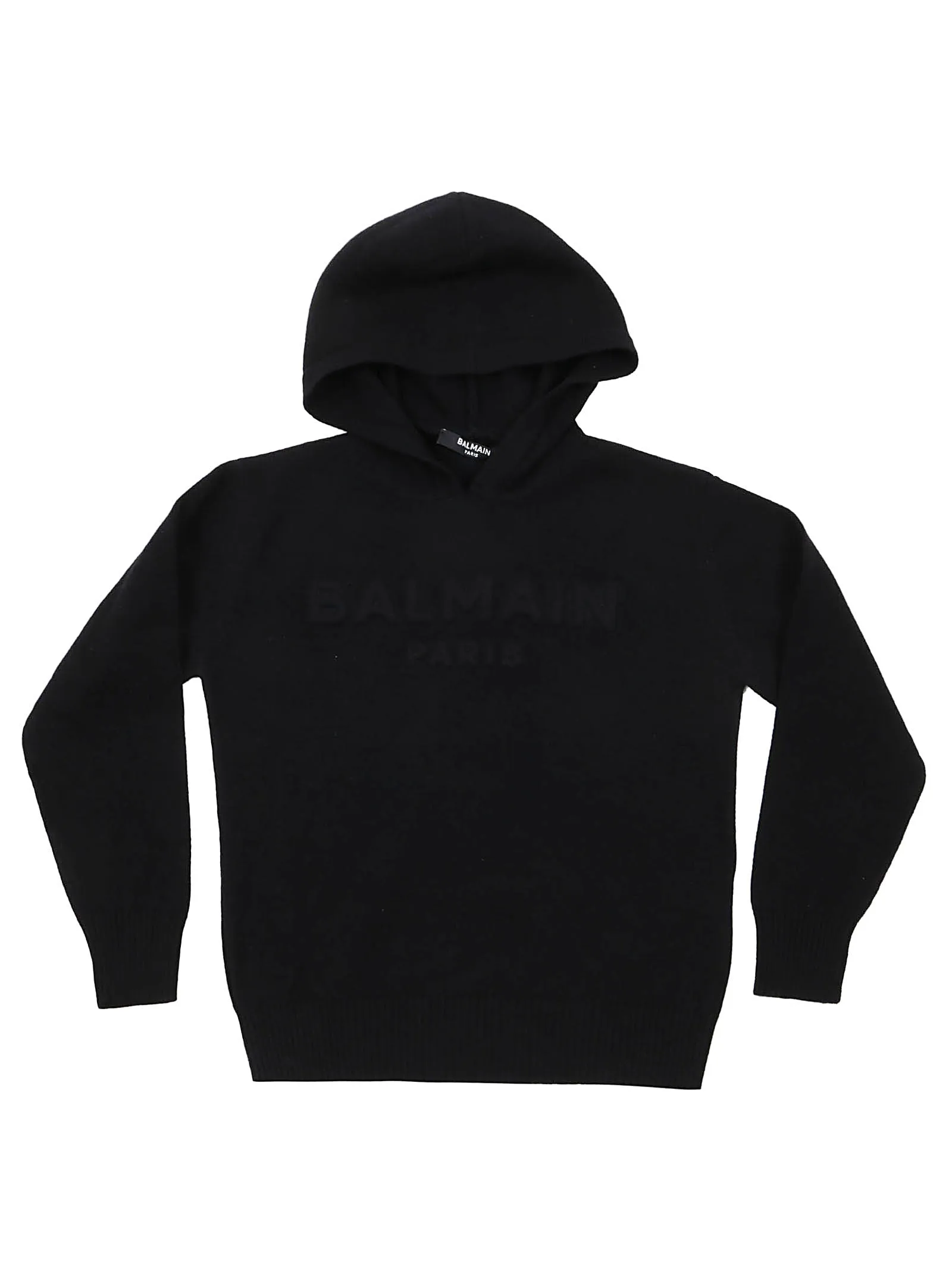 Balmain Kids Logo Embossed Knit Hoodie