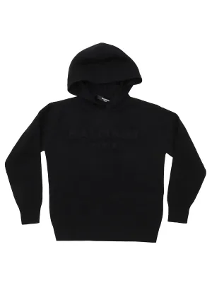 Balmain Kids Logo Embossed Knit Hoodie