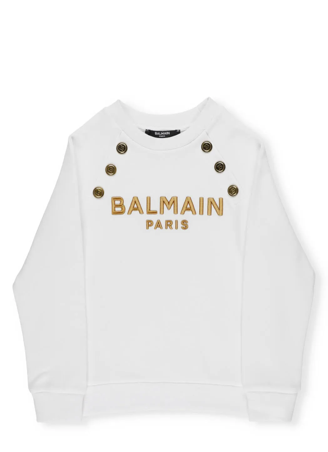 Balmain Kids Logo Embroidered Button Detail Sweatshirt