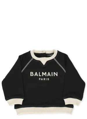 Balmain Kids Logo Print Crewneck Sweatshirt