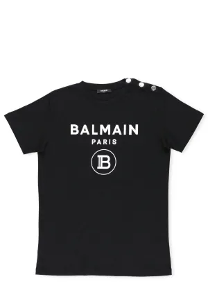 Balmain Kids Logo Print Crewneck T-Shirt