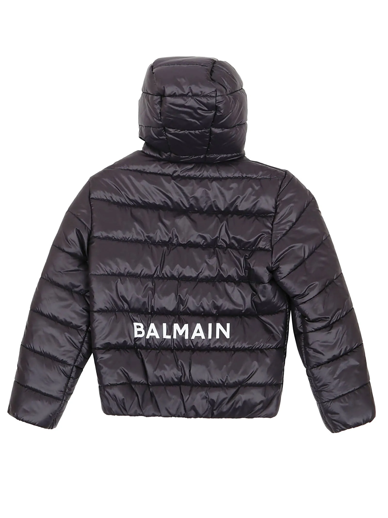 Balmain Kids Logo Print Hooded Down Jacket