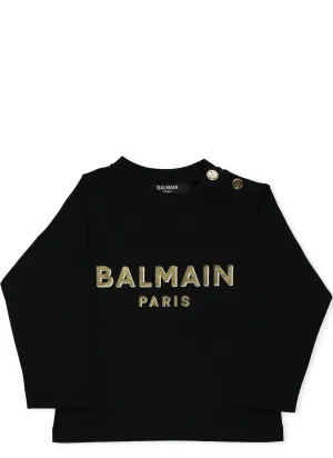 Balmain Kids Logo Print Long-Sleeve T-Shirt