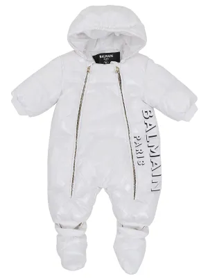 Balmain Kids Logo Print Two-Piece Babygrow Set