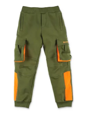 Balmain Kids Logo Printed Color Block Cargo Trousers