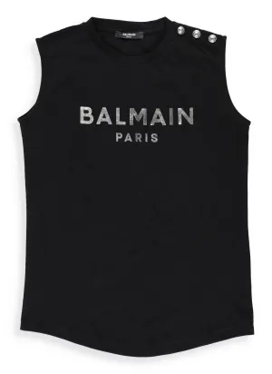 Balmain Kids Logo Printed Tank Top