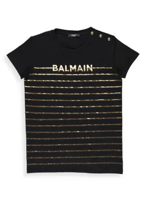 Balmain Kids Sequin Striped T-Shirt