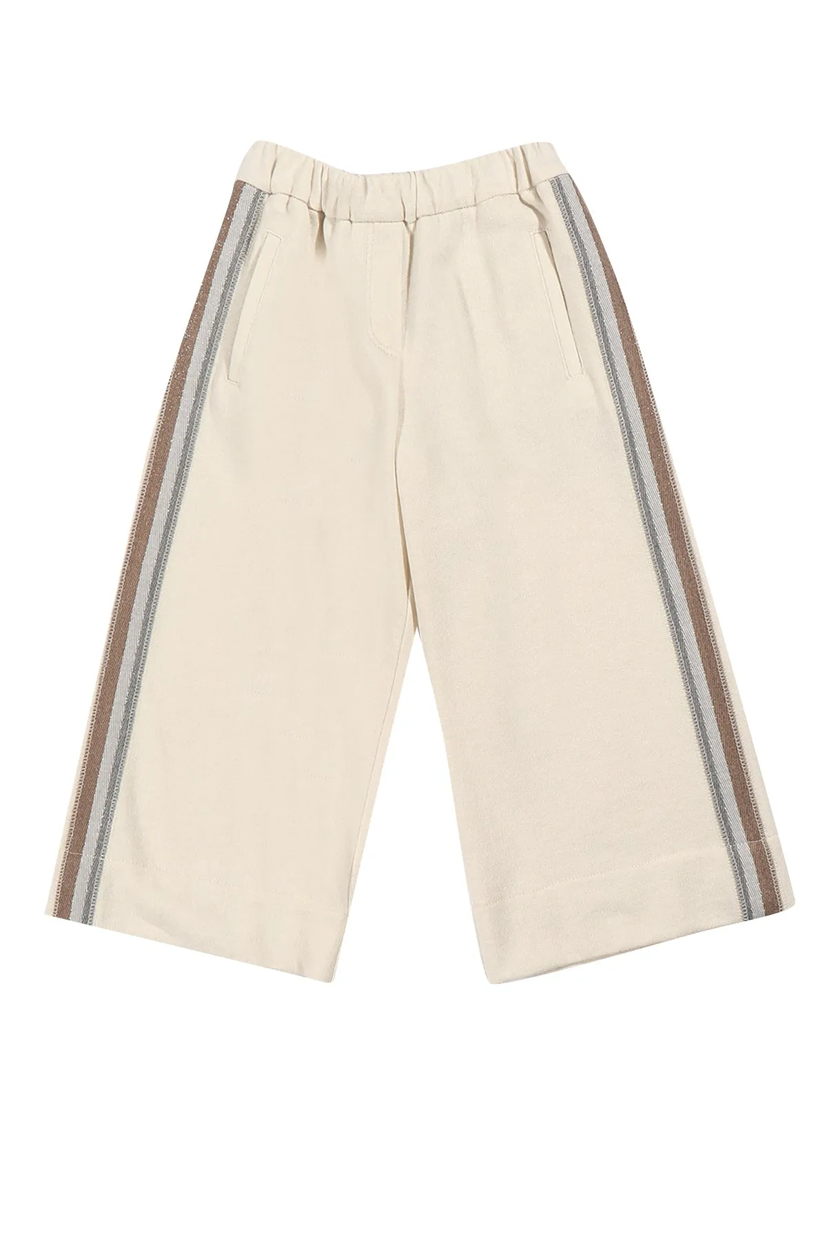 Brunello Cucinelli Kids Side Stripe Wide Leg Pants
