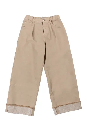 Brunello Cucinelli Kids Wide Leg Cuffed Pants