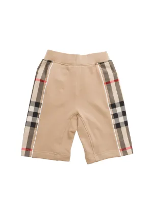 Burberry Kids Check Panelled Straight Leg Track Shorts