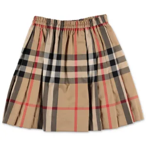 Burberry Kids Check Print Pleated Skirt