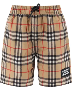 Burberry Kids Logo Appliqu Vintage Check Swim Shorts