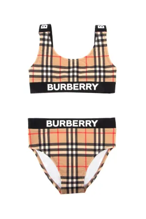 Burberry Kids Logo Band Vintage Check Bikini Set