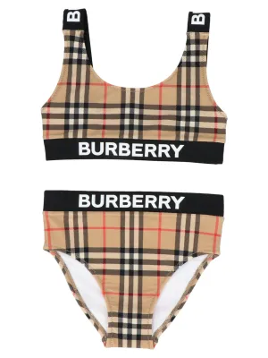 Burberry Kids Logo Band Vintage Check Bikini Set
