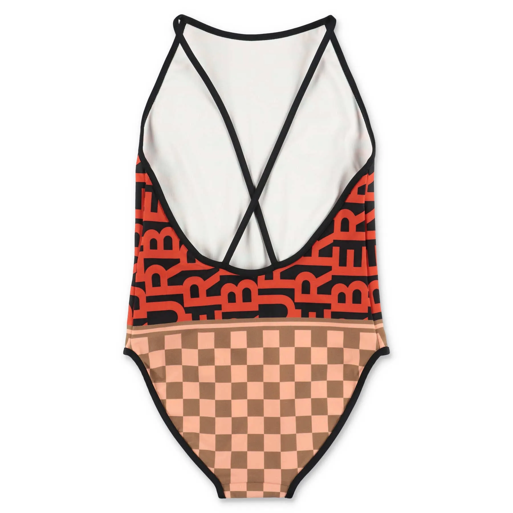 Burberry Kids Logo Monogram Crossover Strap Swimsuit