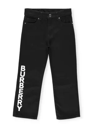 Burberry Kids Logo Print Slim-Fit Trousers