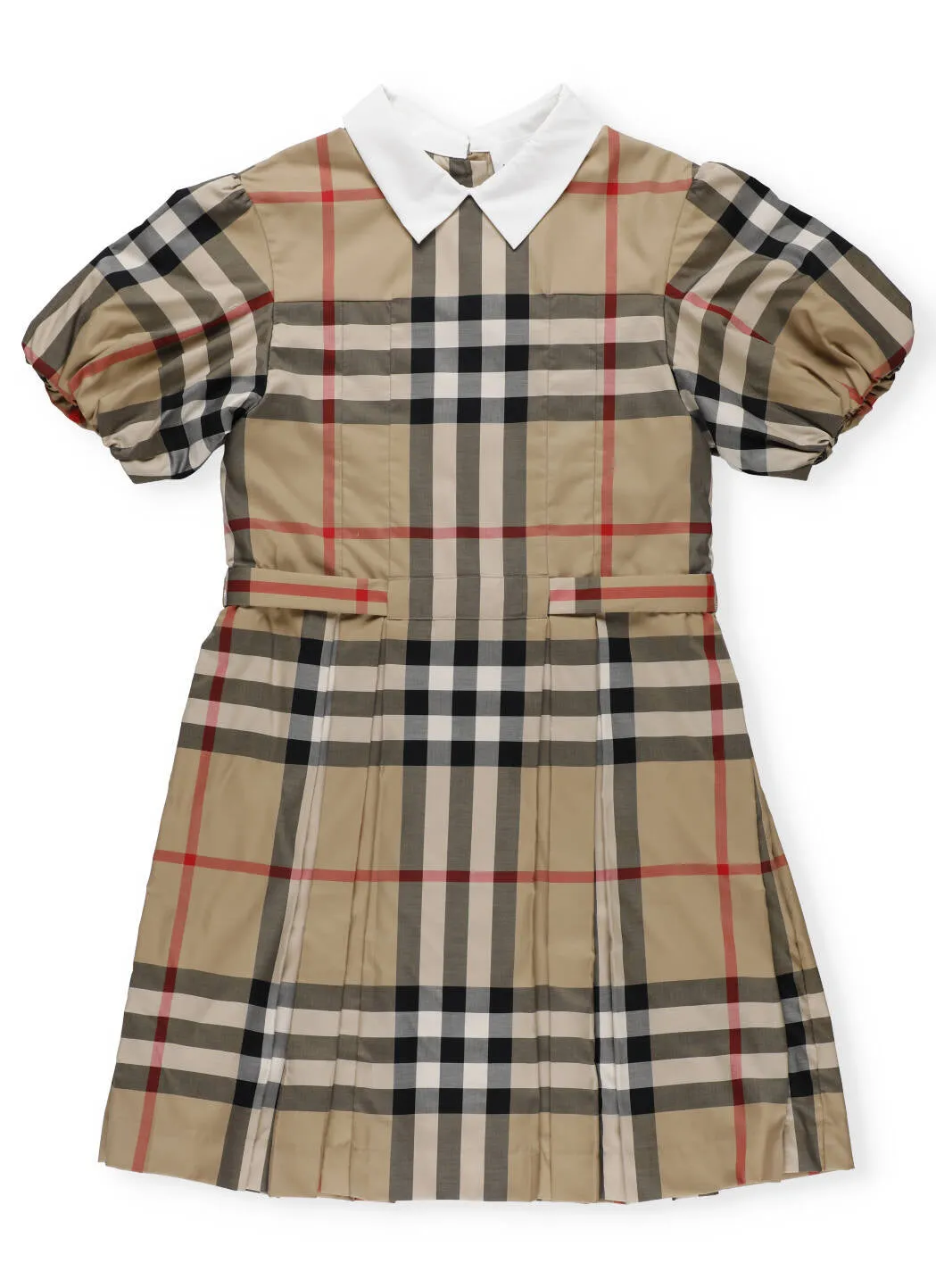 Burberry Kids Puff Sleeve Check Print Dress