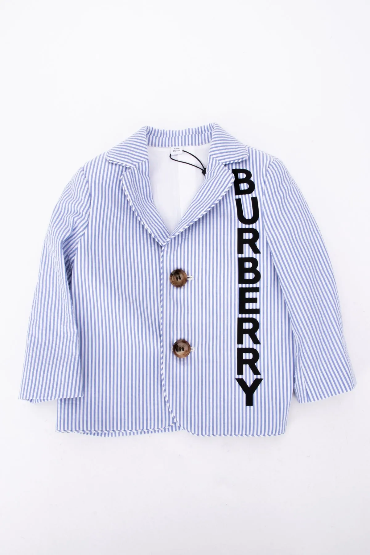 Burberry Kids Striped Logo Print Blazer