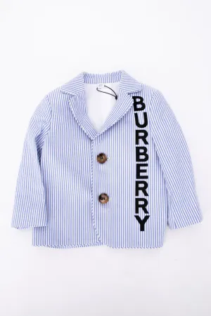Burberry Kids Striped Logo Print Blazer