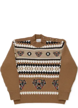 Burberry Kids Thomas Bear Geometric Intarsia-Knit Jumper
