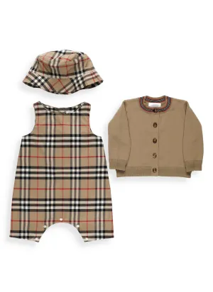 Burberry Kids Vintage Check Three-Piece Babygrow Set