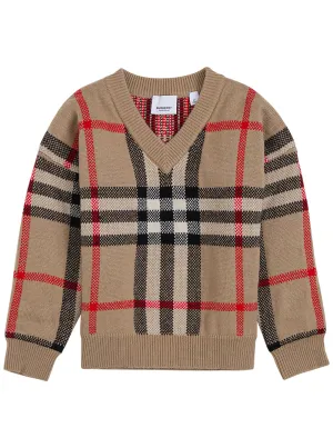 Burberry Kids Vintage Check V-Neck Knit Jumper