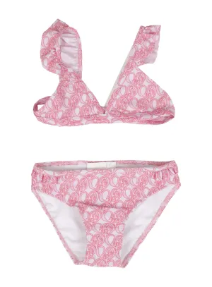 Chlo Kids Allover Logo Printed Ruffled Bikini Set