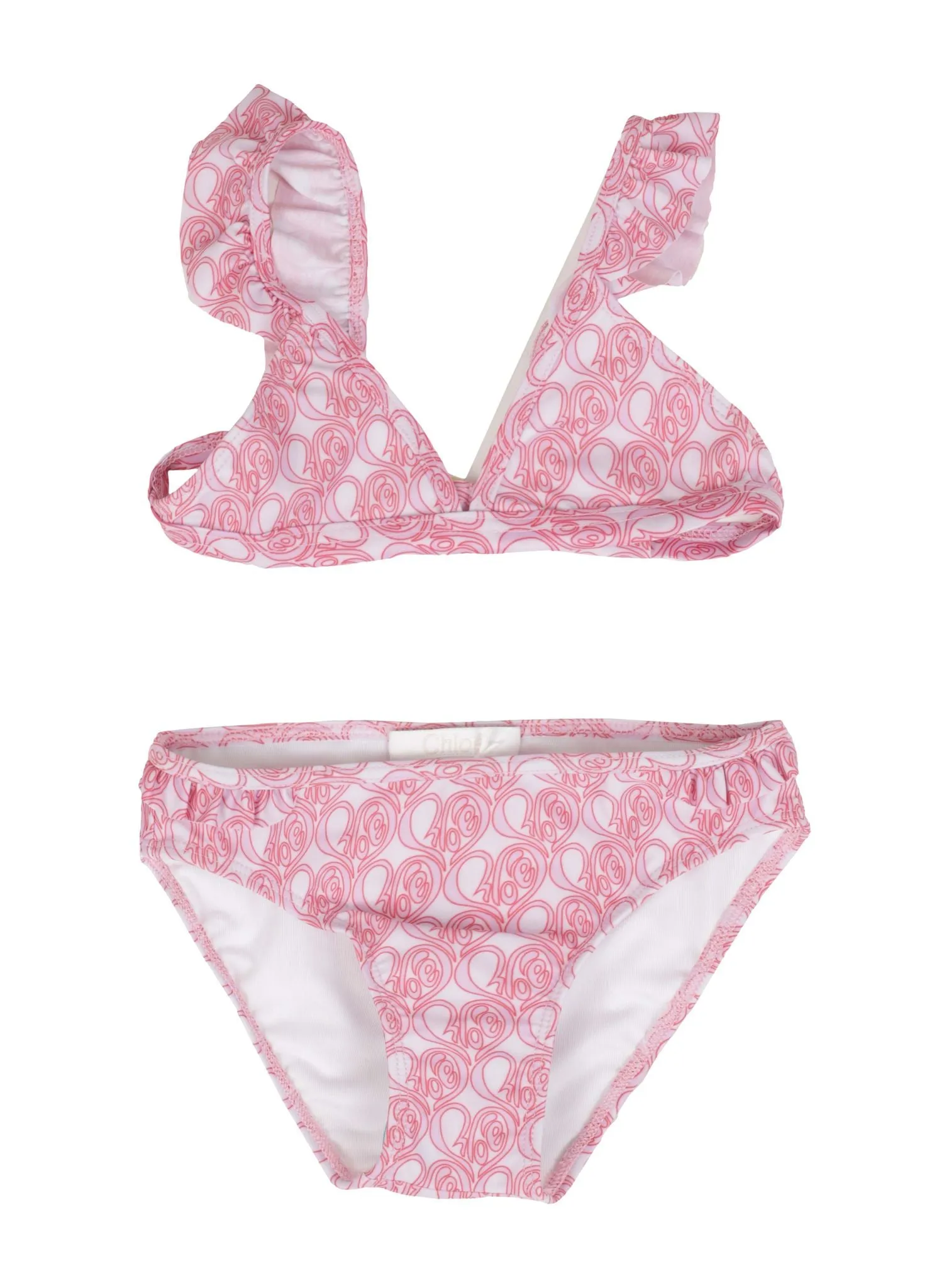 Chlo Kids Allover Logo Printed Ruffled Bikini Set