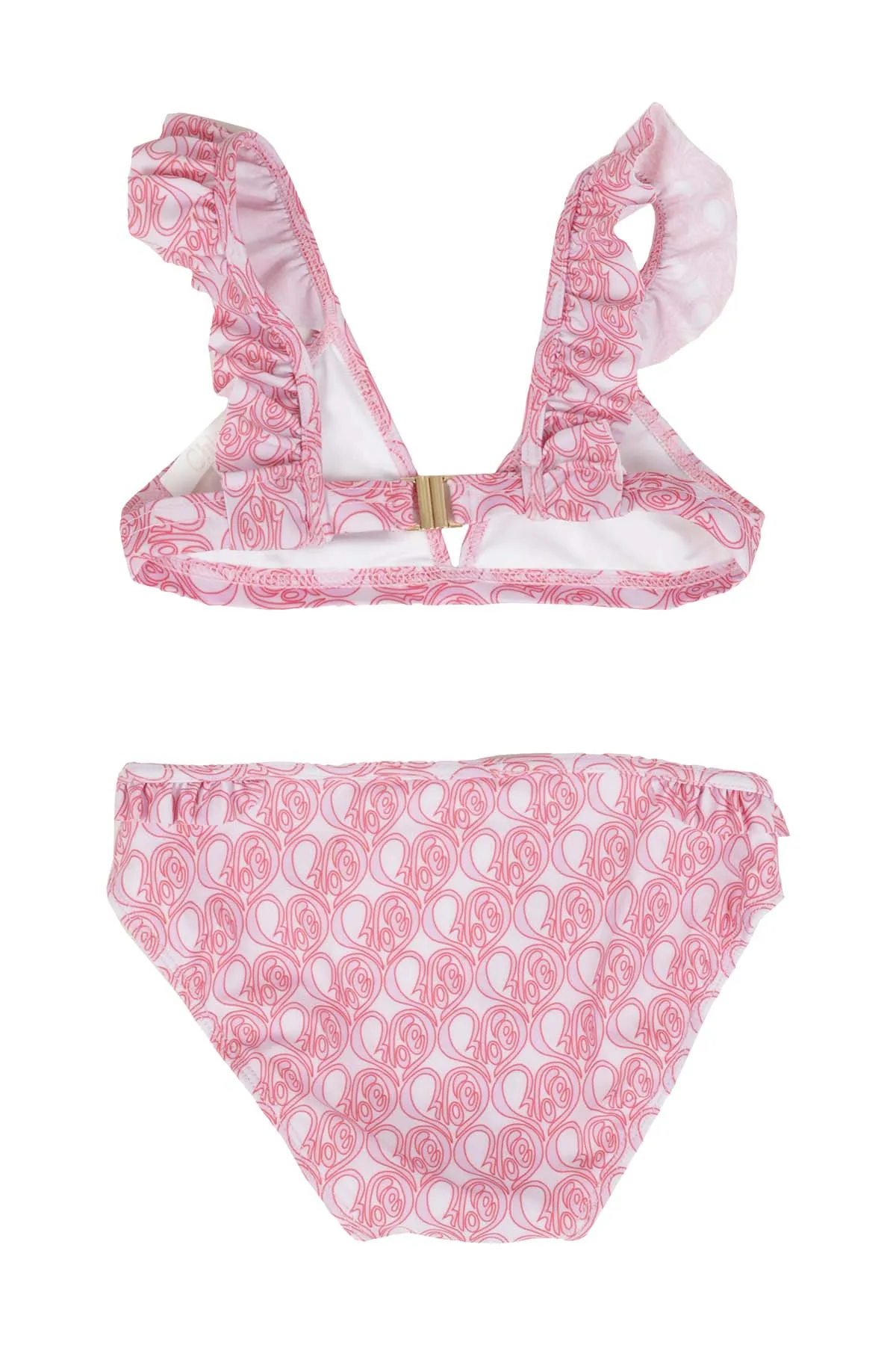Chlo Kids Allover Logo Printed Ruffled Bikini Set