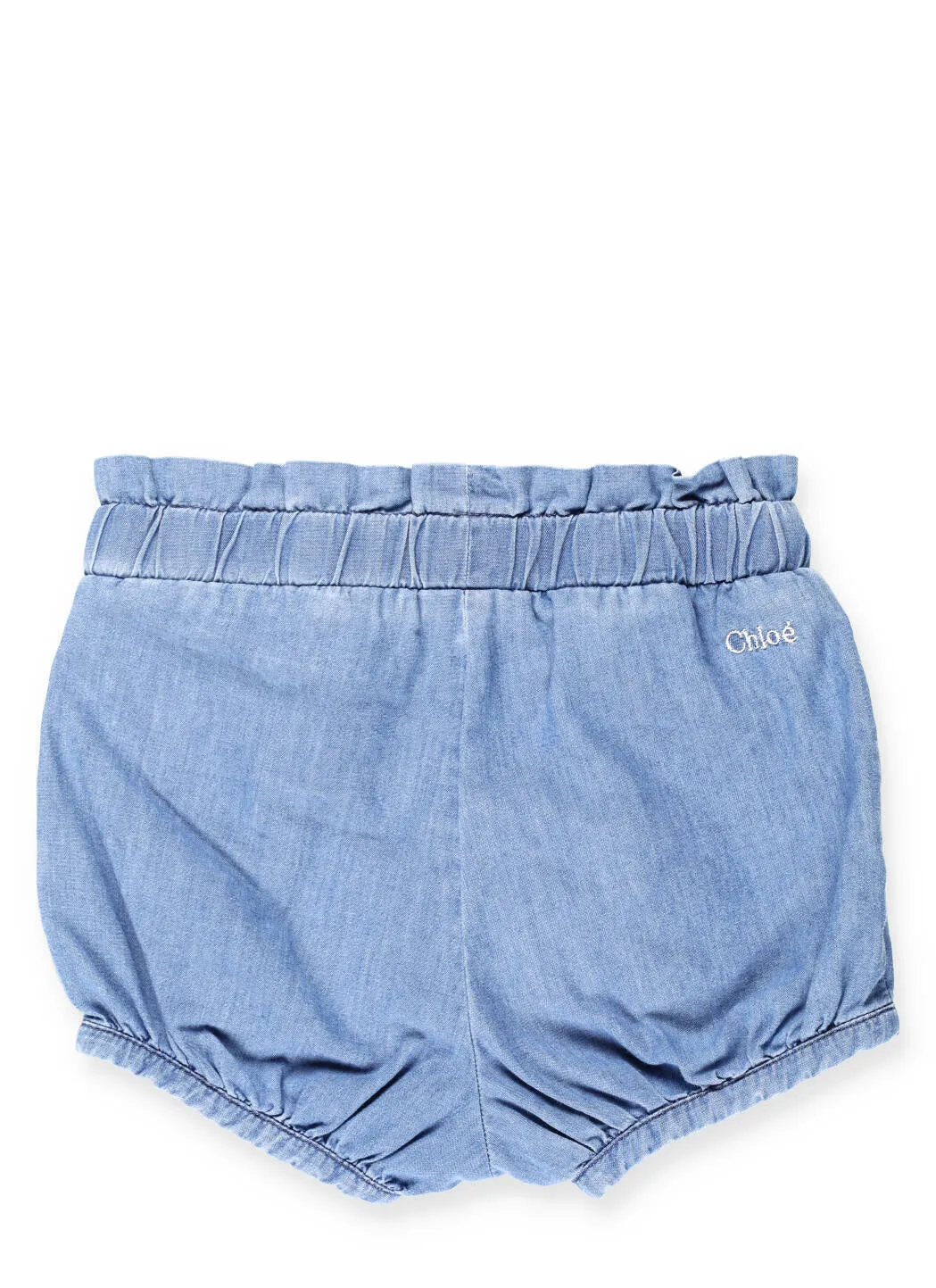 Chlo Kids Embroidered Bow Detail Denim Shorts
