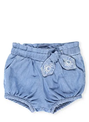 Chlo Kids Embroidered Bow Detail Denim Shorts