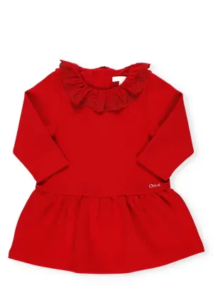 Chlo Kids Embroidered Ruffle Collar Dress