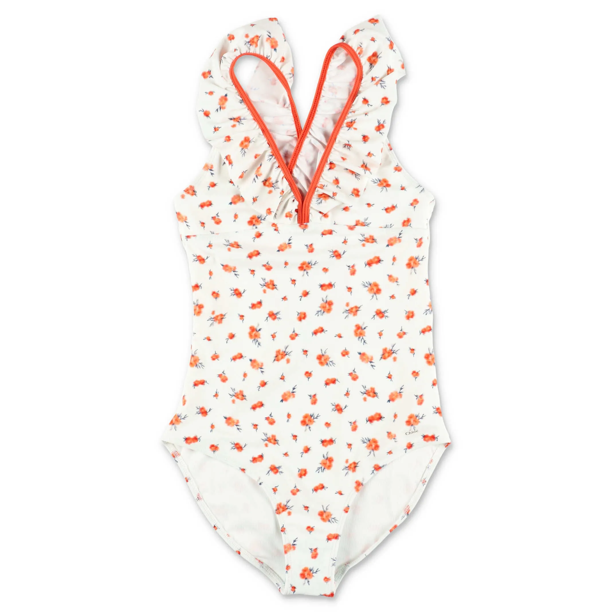 Chlo Kids Floral Printed Ruffled Swimsuit