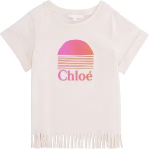 Chlo Kids Fringed Hem T-Shirt