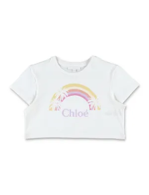 Chlo Kids Graphic Printed Crewneck Cropped T-Shirt