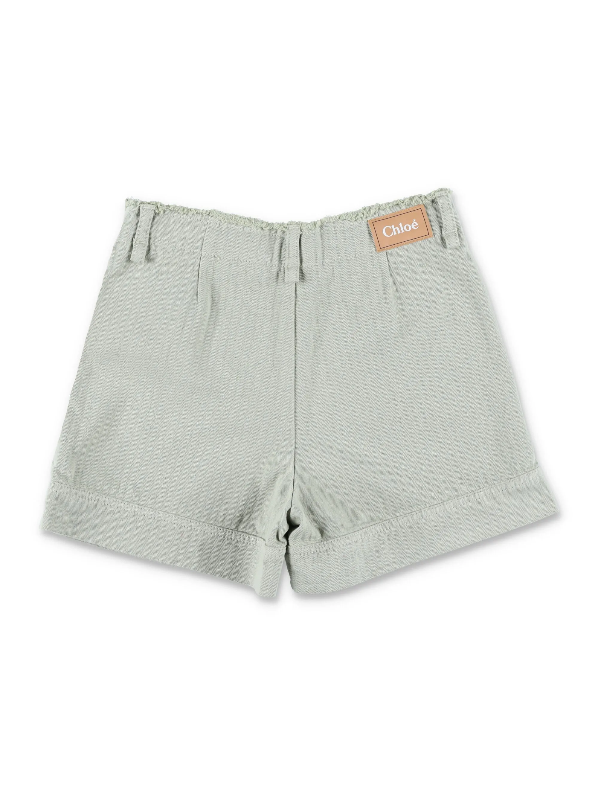 Chlo Kids High Waist Logo Patch Asymmetrical Shorts