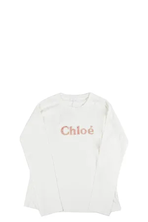 Chlo Kids Logo Detail Long Sleeve T-Shirt