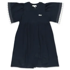 Chlo Kids Logo Embroidered Flared Dress